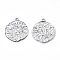 Non-Tarnish 201 Stainless Steel Pendants, Flat Round with Sun, Stainless Steel Color, 29x26x2mm, Hole: 1.8mm