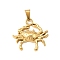 Crab 304 Stainless Steel Pendants, Ion Plating(IP), Real 18K Gold Plated, 24.5x26x4.5mm, Hole: 7x3.5mm