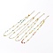 Faceted Glass Beaded Necklaces, with Brass Beads and Lobster Claw Clasps, Round, Real 18K Gold Plated, Mixed Color, 15-5/8 inch(39.7cm)