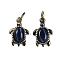 Brass Pendants, with Cat Eye and Jump Ring, Lead Free & Cadmium Free, Antique Bronze, Sea Turtle, Midnight Blue, 16x10.5x4mm, Hole: 3.5mm