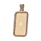 Alloy Pendant Cabochon Settings, with Rhinestone, Cadmium Free & Lead Free, Rectangle, Golden, 48x25x3mm, Hole: 9.5x5mm, Tray Size: 37x19mm