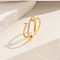 Classic Brass Micro Pave Clear Cubic Zirconia Finger Rings, Criss Cross Rings for Women, Letter, Gold, Letter A, US Size 8(18.1mm)