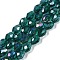 Transparent Electroplate Glass Beads Strands, AB Color Plated, Faceted, Teardrop, Teal, 5~6x4mm, Hole: 0.9mm, about 65~67pcs/strand, 15.35~16.4''(39~41cm)