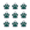 Alloy Enamel Charms, with Glitter Powder, Dog Paw Prints, Platinum, Dark Green, 17.7x16.6x2mm, Hole: 2mm