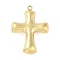Ion Plating(IP) 304 Stainless Steel Pendants, Manual Polishing, Cross Charm, Real 18K Gold Plated, 28x20x5.5mm, Hole: 1.6mm