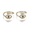 Adjustable Brass Micro Pave Clear Cubic Zirconia Cuff Rings, Open Rings, Long-Lasting Plated, Eye, Real 18K Gold Plated, 1.5mm, Inner Diameter: 17mm