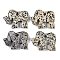 Natural Dalmatian Jasper Carved Pendants, Elephant Charms, 31~41x42~51x8~8.5mm, Hole: 3~5mm
