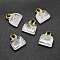 Natural Quartz Crystal Brass Pendants, Rock Crystal, Golden, Bag, 27~29x24~26x9~13mm, Hole: 6mm