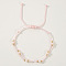 Faceted Glass Rondelle Beads Braided Bead Bracelets, Adjusstable Nylon Multi-strand Bracelets for Women, Pink, Inner Diameter: 11 inch(28cm)