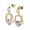 Rectangle Brass Micro Pave Cubic Zirconia Dangle Stud Earrings, Long-Lasting Plated, Golden, 25x10mm