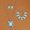 Rectangle Alloy with Synthetic Turquoise Pendant Necklaces & Dangle Earrings & Link Bracelets Sets, Antique Silver, Pale Turquoise, 19.29 inch(490mm)