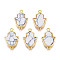 Brass Connector Charms, with Synthetic Turquoise, Cadmium Free & Nickel Free & Lead Free, Real 18K Gold Plated, Hamsa Hand/Hand of Miriam, Creamy White, 19.5x12x3mm, Hole: 1.2mm