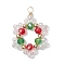 Electroplate Glass Beads Pendants, with Golden Brass Beads & Copper Wire, Snowflake, Colorful, 38.5x27.5x5.5mm, Hole: 4mm
