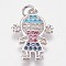 Brass Micro Pave Cubic Zirconia Pendants, Girl, Platinum with Mixed Color C.Z, 18.5x13.5x1.5mm, Hole: 2.5mm
