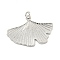 Rack Plating Brass Pendants, with Jump Ring, Cadmium Free & Lead Free, Long-Lasting Plated, Ginkgo Leaf, Platinum, 20.5x30x2mm, Hole: 3mm