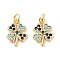 Clover Brass Micro Pave Cubic Zirconia Charms, Cadmium Free & Nickel Free & Lead Free, with Jump Rings, Real 18K Gold Plated, 12x8.5x1.5mm, Hole: 2mm