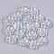 Transparent Glass Beads, AB Color Plated, Flower, Clear AB, 15x13.5x3.5mm, Hole: 1mm