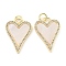Brass Micro Pave Clear Cubic Zirconia Pendants, Cadmium Free & Nickel Free & Lead Free, with Shell, Heart Charms, Real 18K Gold Plated, 21.5x15x2mm, Hole: 3mm
