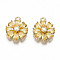 Real 18K Gold Plated Brass Micro Pave Cubic Zirconia Pendants, Nickel Free, Flower, Gold, 15x12.5x3.5mm, Hole: 1.4mm