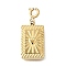 Rectangle with Heart 304 Stainless Steel Pendant Decorations, with Spring Ring Clasps, Ion Plating(IP), Real 18K Gold Plated, 25mm, Hole: 2.5mm