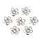 Brass Bead Caps, 5-Petal Flower, Platinum, 9x9x2mm, Hole: 1.8mm