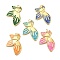 Brass Enamel Pendants, with Jump Ring, Lead Free & Cadmium Free, Real 18K Gold Plated, Flower Charm, Mixed Color, 33.5x24.5x2mm, Hole: 3.3mm