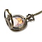 Alloy Glass Pendant Pocket Necklace, Electronic Watches, with Iron Chains and Lobster Claw Clasps, Flat Round with Human, Antique Bronze, 30.70~32.28 inch(78~82cm), watches: 59x45x14mm