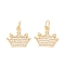 Rack Plating Brass Micro Pave Clear Cubic Zirconia Pendants, with Jump Rings, Long-Lasting Plated, Cadmium Free & Lead Free, Crown, Real 18K Gold Plated, 14x16x2.5mm, Hole: 4mm