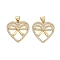 Brass Pave Clear Cubic Zirconia Pendants, Cadmium Free & Lead Free, Golden, Heart, 20.5x20x4mm, Hole: 5mm