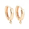 Brass Earring Findings, Cadmium Free & Nickel Free & Lead Free, with Horizontal Loops, Real 18K Gold Plated, 15x12x2mm, Hole: 1.6mm, Pin: 0.8mm