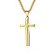 304 Stainless Steel Cross Pendant Unisex Necklaces, Box Chain Necklaces for Men Women, Golden, 23.62 inch(60cm)