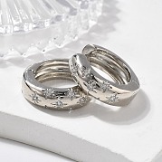 Серьги-кольца со звездами из прозрачного кубического циркония EJEW-C022-06P-01