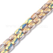 Прозрачные стеклянные бусины гальваническим пряди GLAA-Q099-G01-10