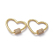 Brass Micro Pave Cubic Zirconia Screw Carabiner Lock Charms, for Necklaces Making, Quick Links, Long-Lasting Plated, Heart, Clear, Real 18K Gold Plated, 20.2x23.8x2mm