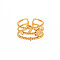 Ion Plating(IP) 304 Stainless Steel Sun and Moon Open Cuff Ring for Women, Nickel Free, Real 18K Gold Plated, US Size 6 3/4(17.1mm)