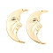 Brass Connector Charms, Cadmium Free & Nickel Free & Lead Free, Crescent Moon Face Links, Real 18K Gold Plated, 46.5x27x2mm, Hole: 1.2mm