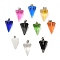 Frosted Glass Pendants, with Stainless Steel Pinch Bails, Faceted, Cone, Mixed Color, 25.5~26x13.5mm, Hole: 7.5x4mm