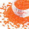 Transparent Glass Bugle Beads, Round Hole, Dark Salmon, 3~8x2mm, Hole: 0.7mm, about 450g/pound