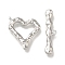 Brass Toggle Clasps, Cadmium Free & Nickel Free & Lead Free, Heart, Platinum, Heart: 21x20x3.5mm, Hole: 1.6mm, Bar: 7.5x30x3.5mm, hole: 1.6mm