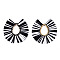 Raffia Tassel Big Pendants, with Alloy Findings, Fan Charms, Cadmium Free & Lead Free, Black, 83~89x82~86x3.5mm, Hole: 2mm