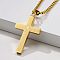 Stainless Steel Cross Pendant Necklace Men Women Hip-hop Jewelry Non-fading, Golden, Pendant: 4.5x2.8cm