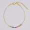 Independence Day Glass Seed Beads Link Bracelet for Women, Golden, Inner Diameter: 6-1/4 inch(16cm)+extend 30mm