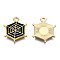 Light Gold Plated Alloy Pendants, with Enamel, Spider Web, Black, 20x16.5x1.5mm, Hole: 2mm