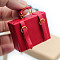 Mini Wood Leather Suitcase, Micro Landscape Dollhouse Accessories, Pretending Prop Decorations, Red, 45x40x20mm