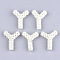Handmade ABS Plastic Imitation Pearl Woven Beads, Letter, Letter.Y, 31~32x25~27x7~8mm