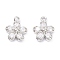 Rack Plating Brass Cubic Zirconia Charms, Long-Lasting Plated, Flower, Platinum, 13.5x10.5x3.5mm, Hole: 1.2mm