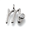 Brass Micro Pave Cubic Zirconia Pendants, Letter Charms, Rack Plating, Long-Lasting Plated, Cadmium Free & Lead Free, Letter M, 11.5x10x2mm, Hole: 1.6mm