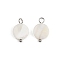 Natural Shell Disc Pendants, with 304 Stainless Steel Loops, Seashell Color, Stainless Steel Color, 15.5~16.5x10.5x3.5mm, Hole: 2.5mm