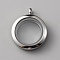 304 Stainless Steel Locket Pendants, Double Sides with Glass, DIY Accessories for Jewelry Pendant Making, Flat Round Charm, Stainless Steel Color, 30.5x25x8mm, Hole: 3.6mm, Inner Diameter: 17.5mm