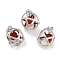 Natural Carnelian Round Ball Pendants, Rack Plating Platinum Tone Brass Oval Charms, Cadmium Free & Lead Free, 21x16x18mm, Hole: 6.5x5mm